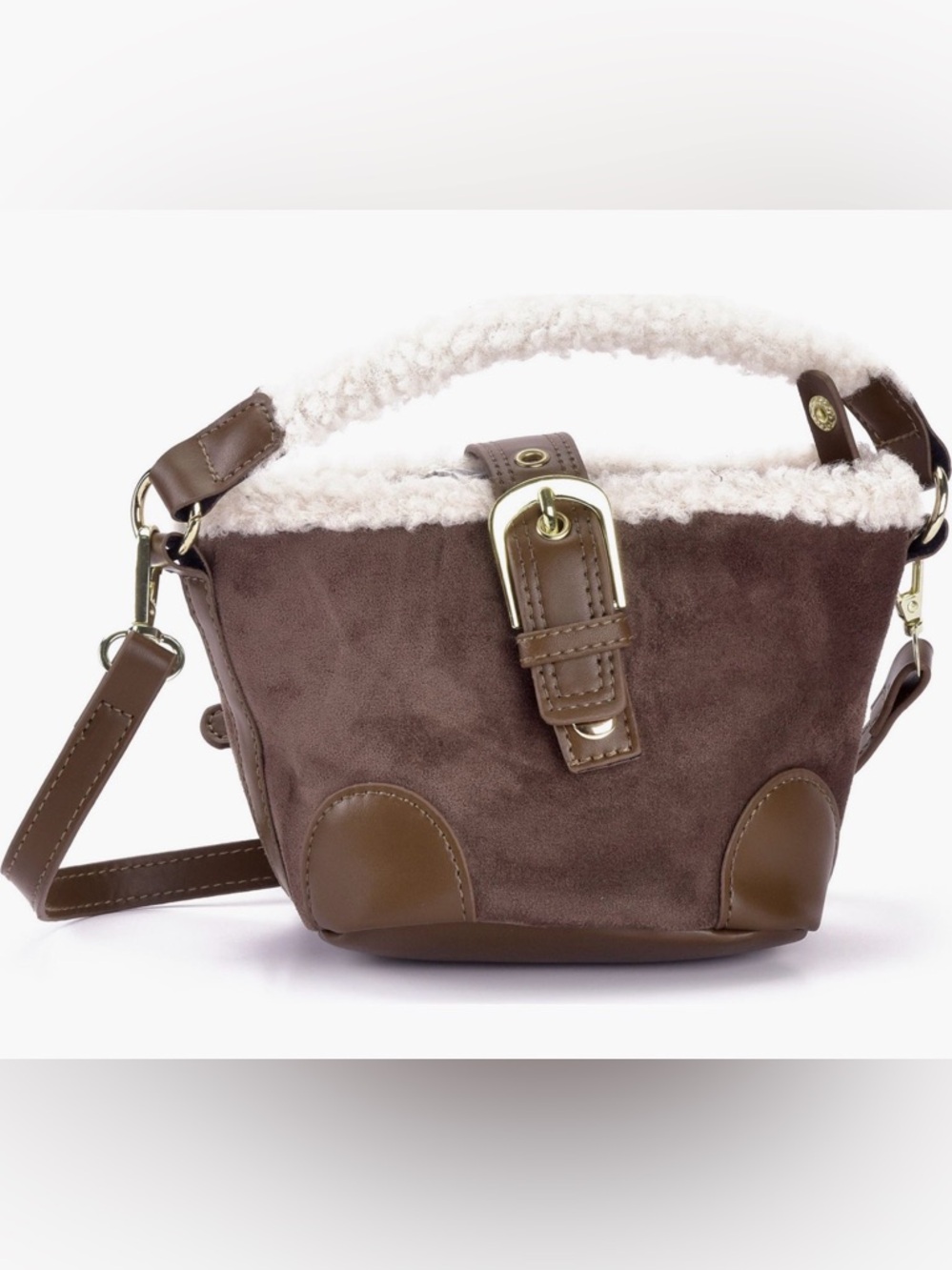 Adornia Faux Shearling Trim Crossbody Bag